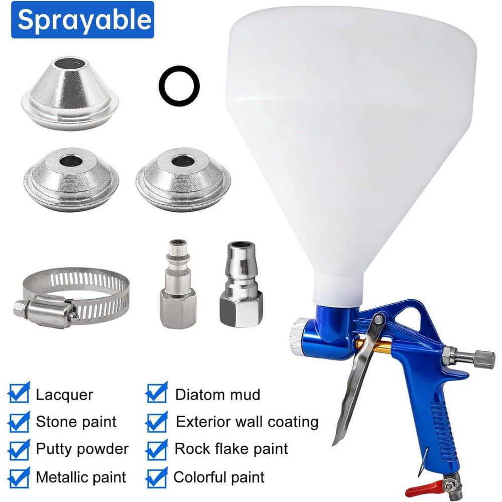 Unbranded 1.5 gal. Paint Sprayer Air Hopper Texture Sprayer with 3 Stainless Nozzles for Walls Ceilings Orange Peel, Blue (3)