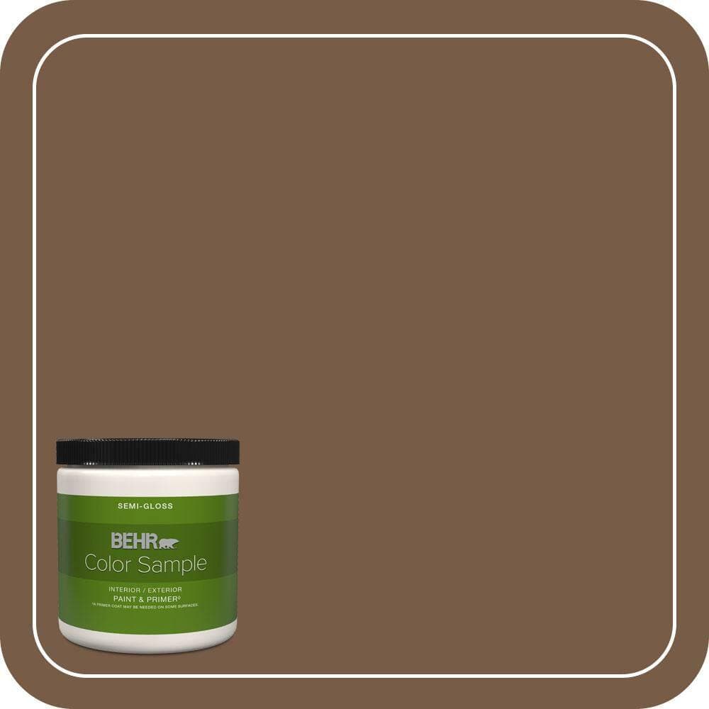 BEHR PREMIUM PLUS 8 oz. #N250-7 Mission Brown Semi-Gloss Interior/Exterior Paint & Primer Color Sample