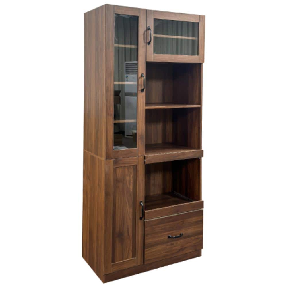 Unbranded 31.5 in. W x 15.75 in. D x 70.87 in. H Bathroom Brown Linen Cabinet