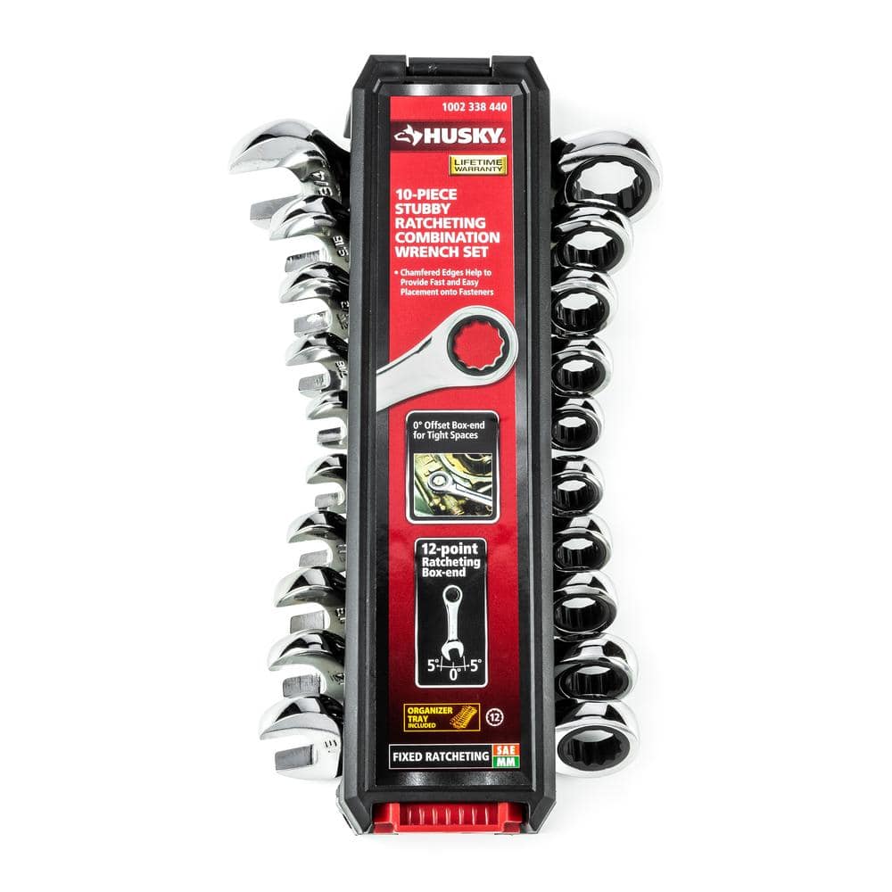 Husky Stubby Ratcheting SAE/MM Combination Wrench Set (10-Piece) (3)
