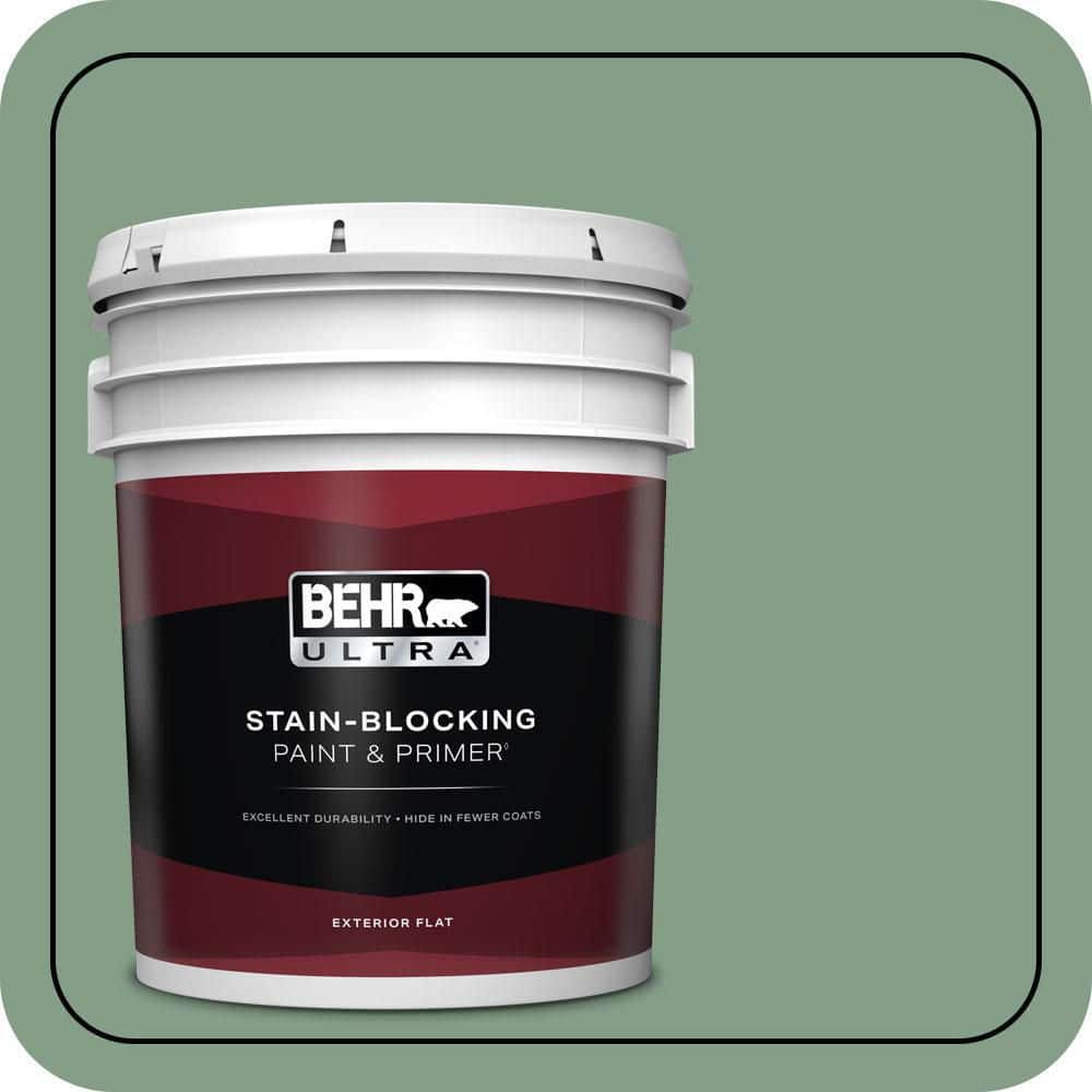 BEHR ULTRA 5 gal. #S410-5 Track Green Flat Exterior Paint & Primer