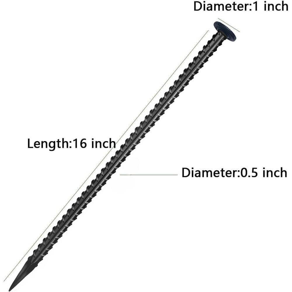 Angel Sar 16 in. 1/2 in. Dia Rebar Stakes, 16-Pieces Galvanized Steel Ground Anchors for Speed Bump Wheel Stop, Camping Tent (2)
