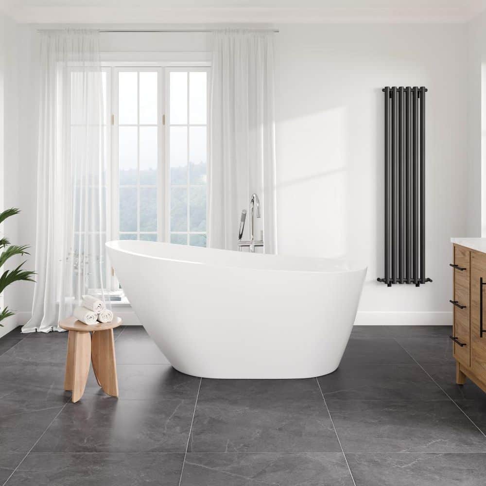 Eviva Luna 30.7 in. Acrylic Soaking Freestanding Bathtub with Reversible Drain White