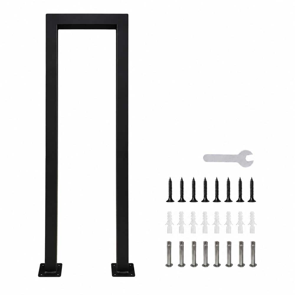 Unbranded 3 ft Matte Black U Shaped Wrought Iron Handrail for Outdoor Steps and Indoor Stairs Non Slip Stair Railing