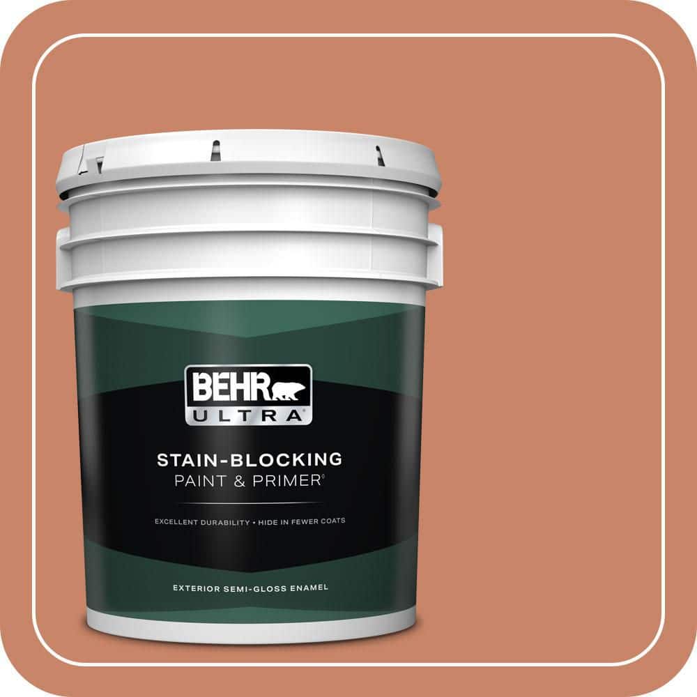 BEHR ULTRA 5 gal. #MQ4-39 Cabana Melon Semi-Gloss Enamel Exterior Paint & Primer