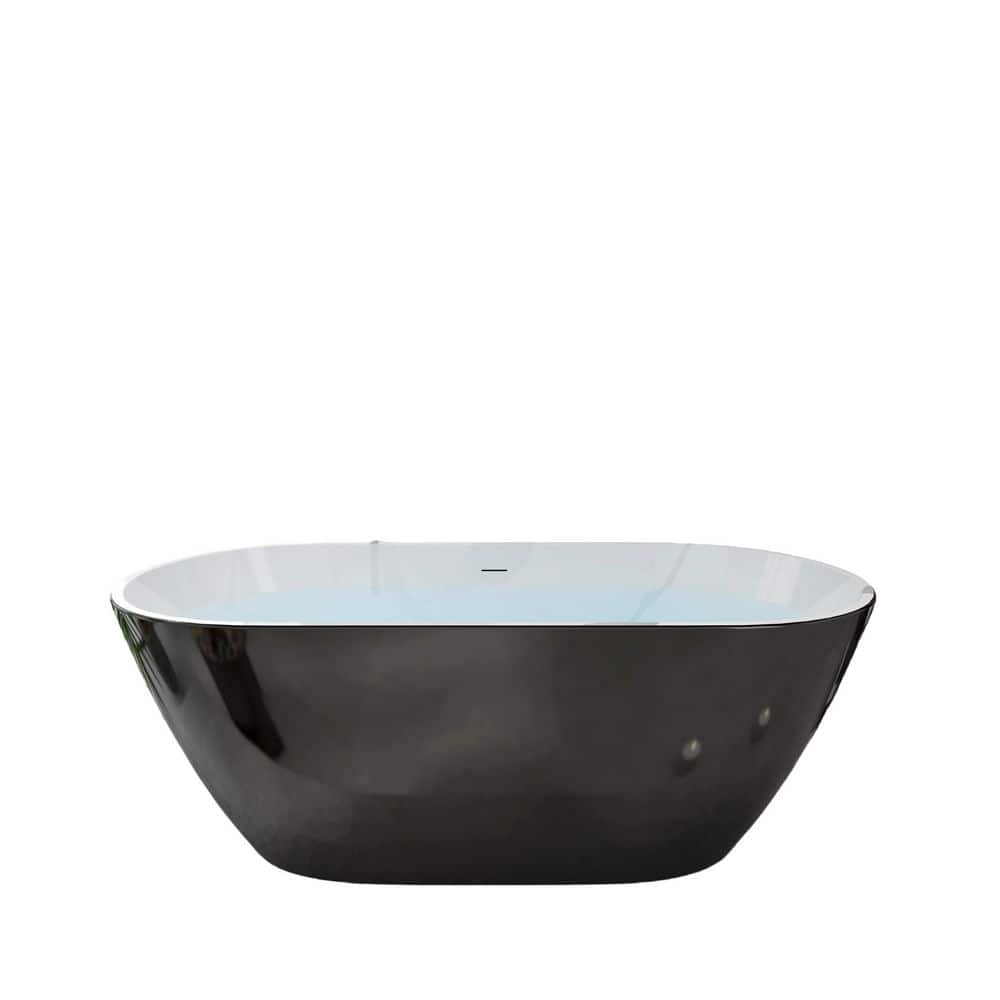 Unbranded 65 in. x 29.5 in. Acrylic Freestanding Soaking Bathtub Flat Bottom Stand Alone Tub in Chrome