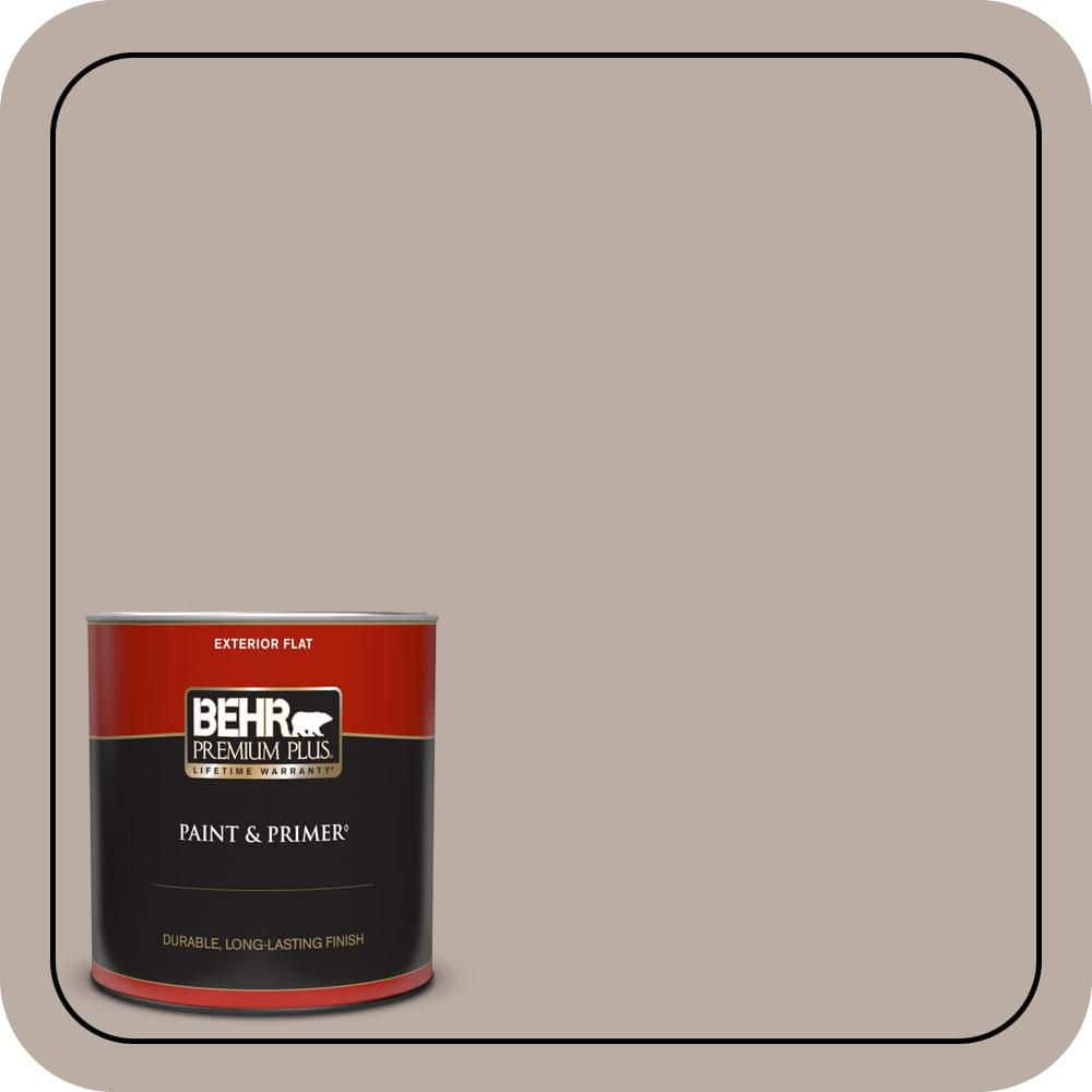 BEHR PREMIUM PLUS 1 qt. #N200-3 Nightingale Gray Flat Exterior Paint & Primer (1)