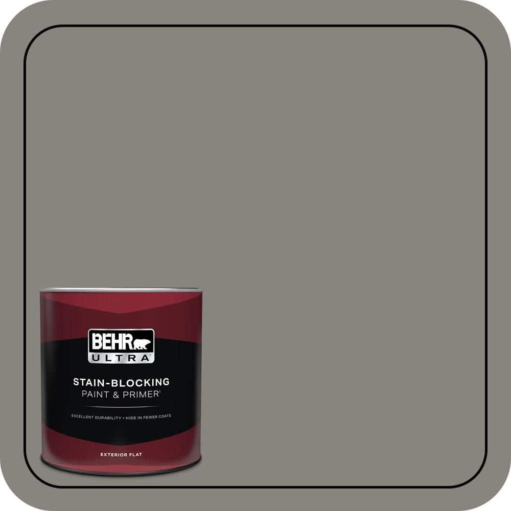 BEHR ULTRA 1 qt. #PPU24-07 Barnwood Gray Flat Exterior Paint & Primer