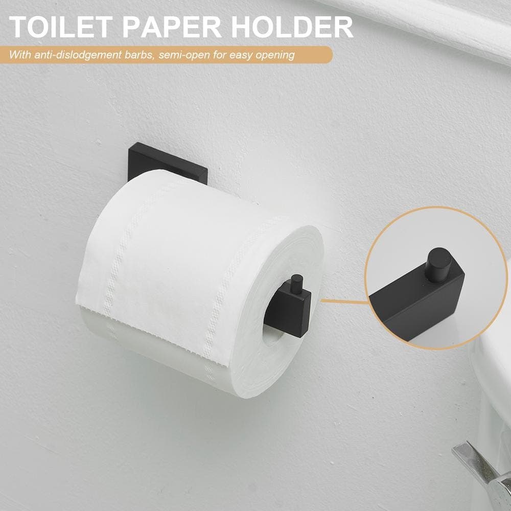 HOMEMYSTIQUE 5-Piece Bath Hardware Set with Towel Bar Towel Hook Toilet Paper Holder (4)
