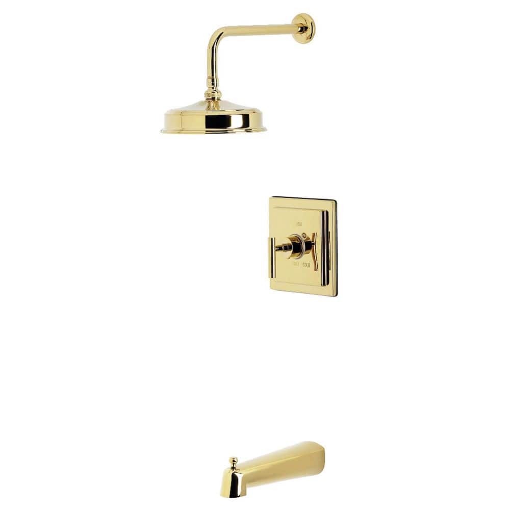 Kingston Brass Manhattan 1-Handle 1-Spray Tub and Shower Faucet 1.8 GPM in Polished Brass (1)