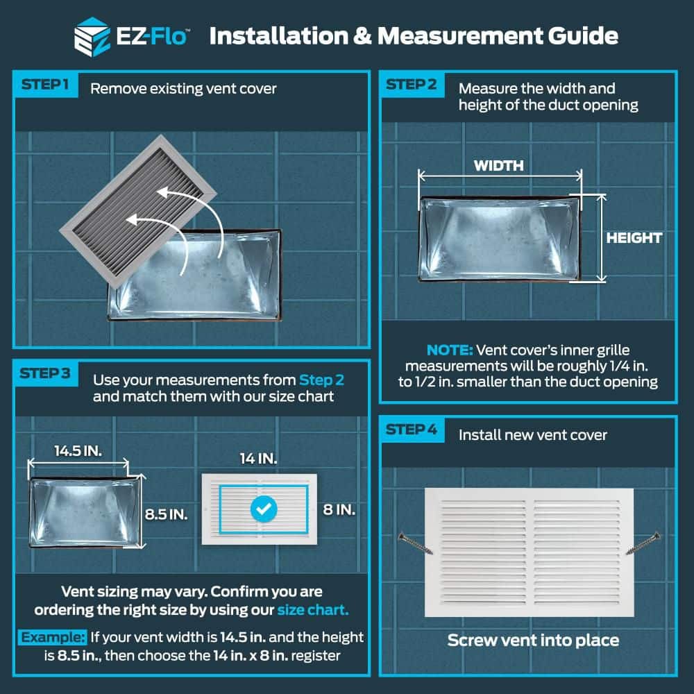 EZ-FLO 14 in. x 8 in. Steel Return Air Grille , White (3)