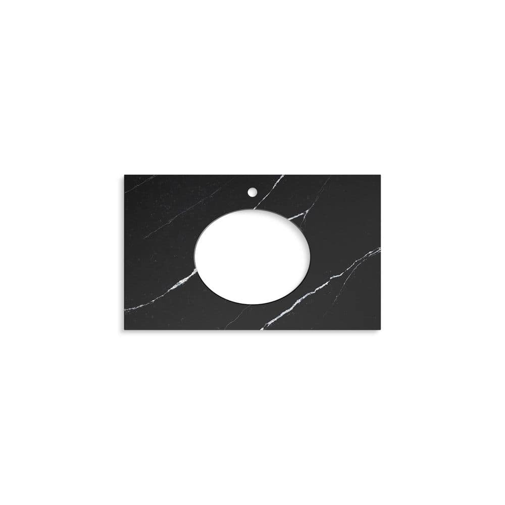 KOHLER Silestone 37 in. W x 22.4375 in. D Quartz Oval Cutout with Vanity Top in Eternal Marquwith (2)