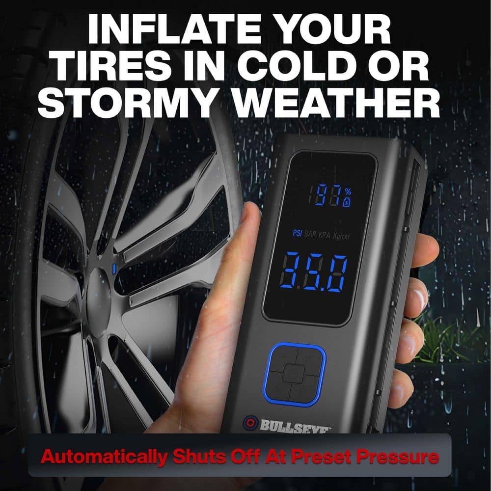 Bell + Howell Bullseye Pocket Air Pro 12V 120 PSI Cordless Portable 6000mAh Air Compressor Tire Inflator (3)