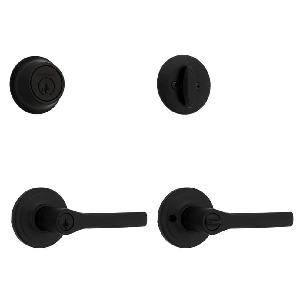 Unbranded Henley Matte Black Door Lever Combo Pack Featuring SmartKey Security (2)