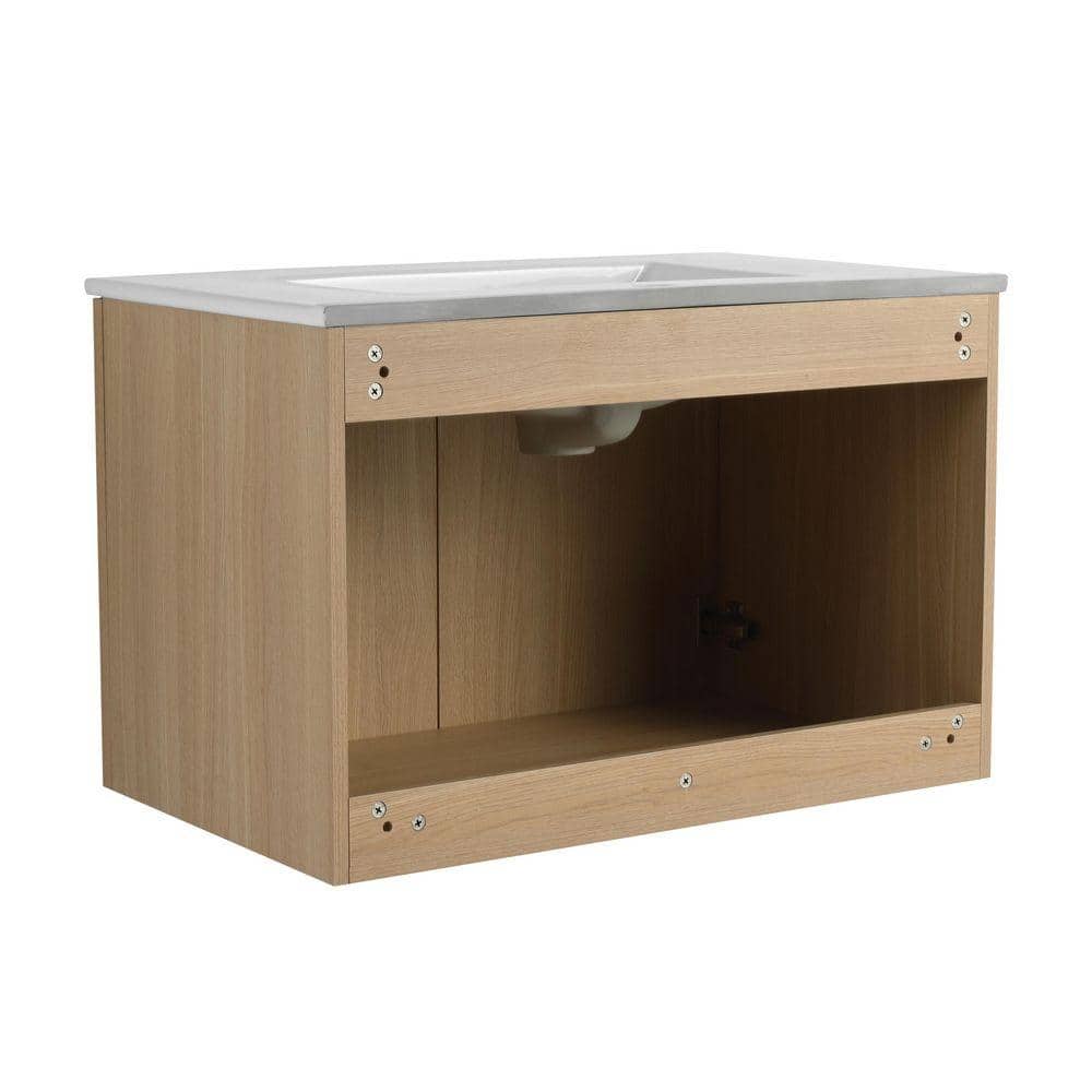Tileon 30 in. Wall-Mounted Bath Vanity Cabinet without Top, Vanity Base Cabinet with 2-Soft Closing Door in Oak Brown (2)