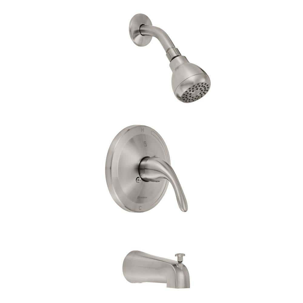 Glacier Bay Builders Single Handle 1-Spray Tub and Shower Faucet 1.8 GPM in Brushed Nickel (Valve Included) (2)