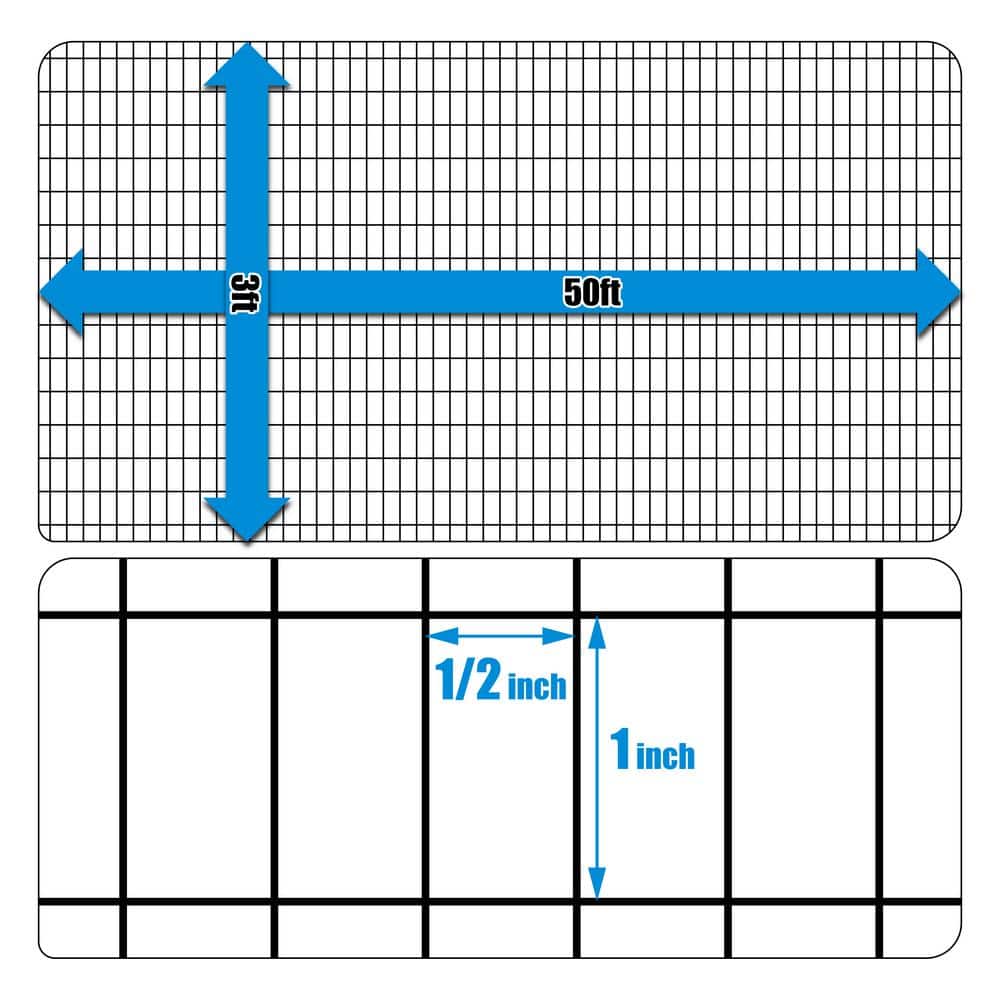 Fencer Wire 3 ft. x 50 ft. 16-Gauge Black PVC Coated Welded Wire Fence with Mesh Size 1/2 in. x 1 in. (3)