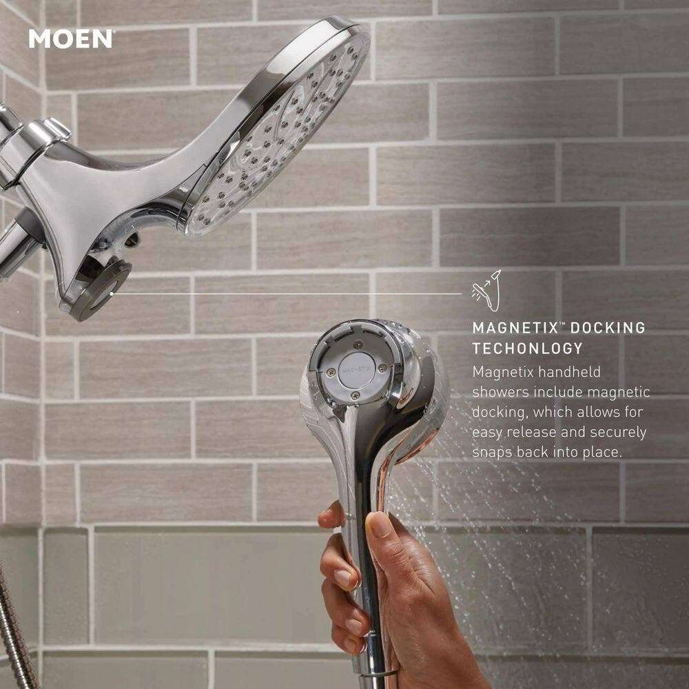 MOEN Ronan Single Handle 6-Spray Tub and Shower Faucet with 1.75 GPM Magnetix Rain shower in Chrome (Valve Included) (3)
