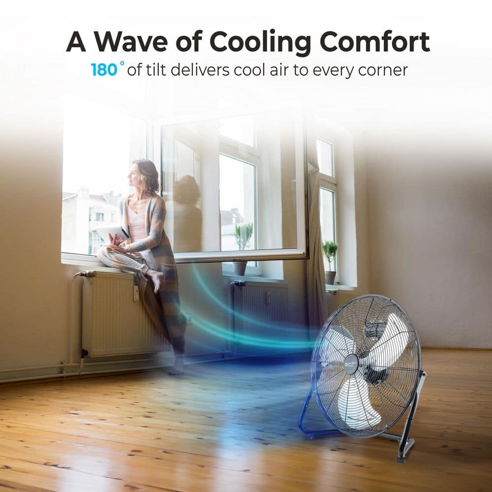 Comfort Zone Powergear 20 in. 3-Speed Black High Velocity Fan with Powerful Air Flow (3)