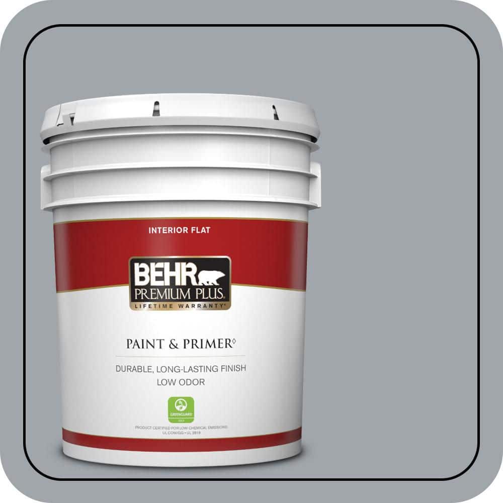 BEHR PREMIUM PLUS 5 gal. #PPU26-19 Chance of Rain Flat Low Odor Interior Paint & Primer
