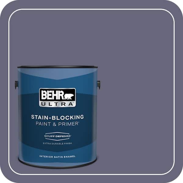 BEHR ULTRA 1 gal. #630F-6 Violet Evening Extra Durable Satin Enamel Interior Paint & Primer (2)