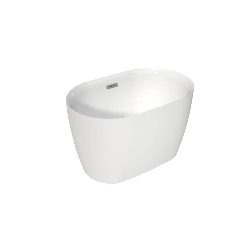 Liviza 43 in. x 27.5 in. Oval Acrylic Freestanding Soaking Bathtub with Chrome Center Drain and Seat in White (3)
