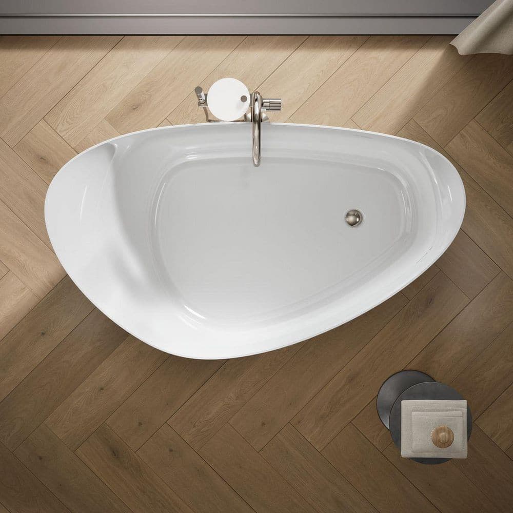 KOHLER Veil 66 in. Resin Flatbottom Freestanding Bathtub in White (2)