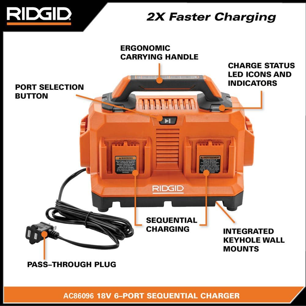 RIDGID 18V 6-Port Sequential Charger (3)