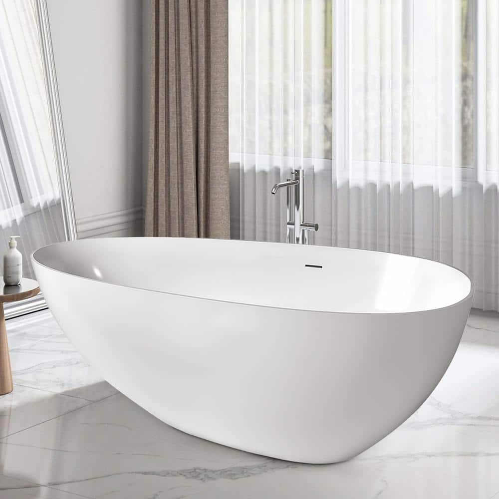 Zeus & Ruta Luxury 35.5 in. Stone Resin Soaking Bathtub with Center Drain (3)