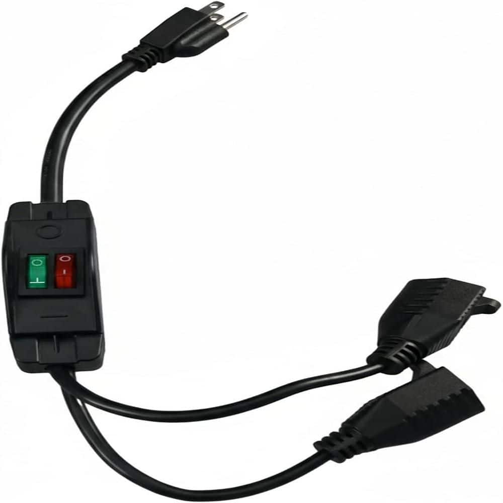 HIITIO Heavy-Duty Power Extension Cable 1.6 ft. 14 / 3 SJTW Outdoor Extension Cord with Waterproof On / Off Switch, Black (1)