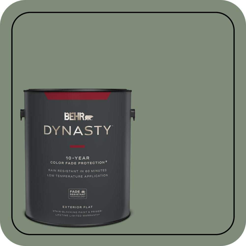 BEHR DYNASTY 1 gal. #450F-5 Amazon Moss Flat Exterior Stain-Blocking Paint & Primer