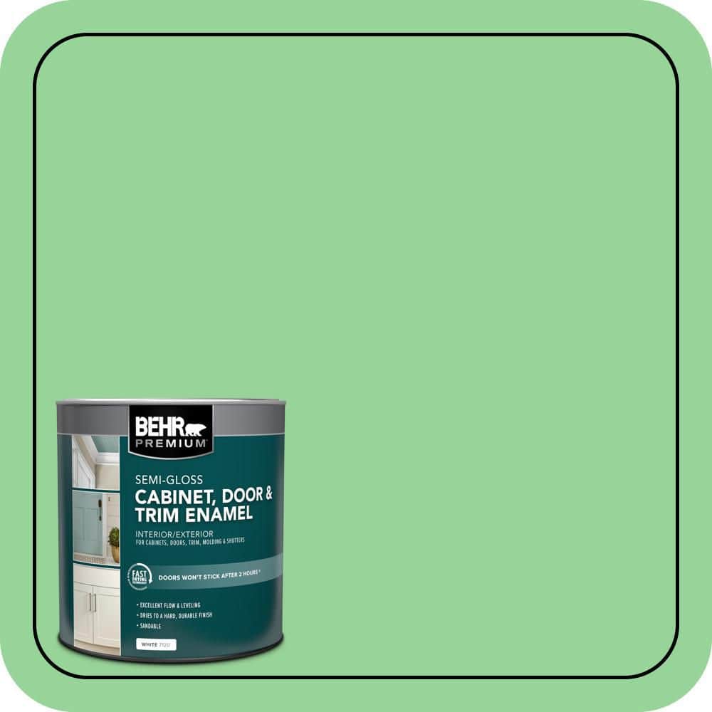 BEHR PREMIUM 1 qt. #P390-4 Young Green Semi-Gloss Enamel Interior/Exterior Cabinet, Door & Trim Paint
