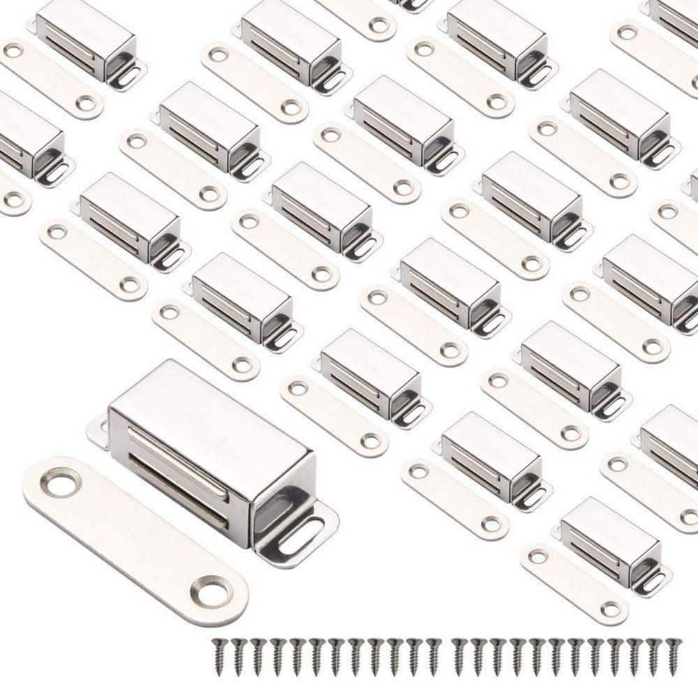 Wudkey 20-Pack Silver Cabinet Magnets Magnetic Door Catch, Stainless Steel Door Magnet for Cupboard, Cabinet Door Drawer Latch (1)