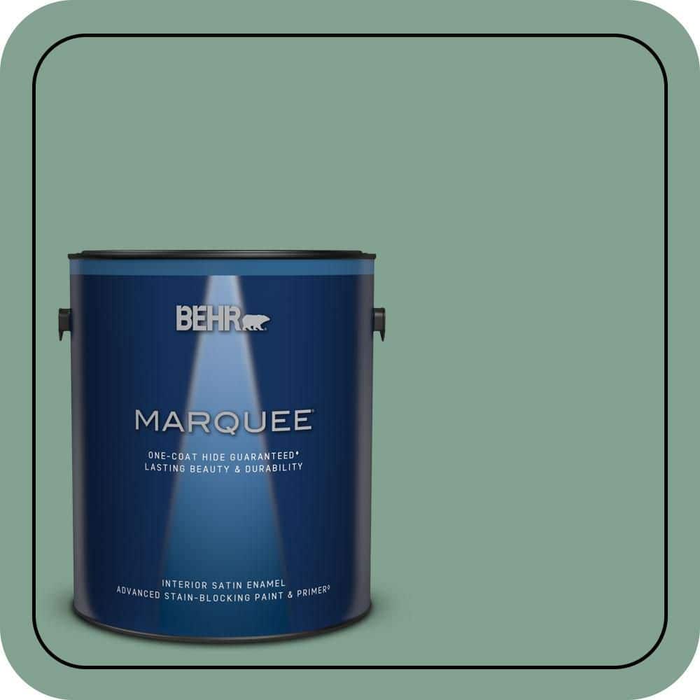 BEHR MARQUEE 1 gal. #MQ6-11 Mossy Bench One-Coat Hide Satin Enamel Interior Paint & Primer