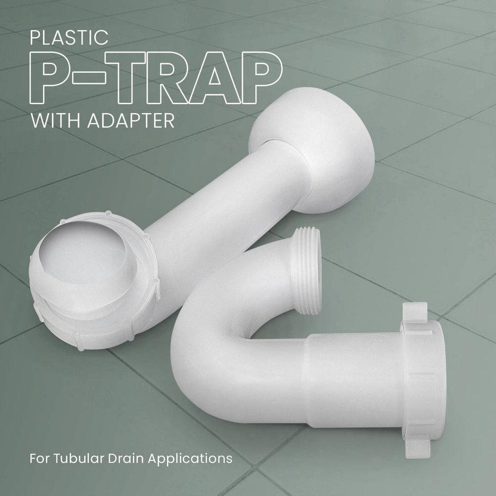 PLUMBFLEX 1-1/2 in. Polypropylene P-Trap with Adapter for Tubular Drain Applications (2)