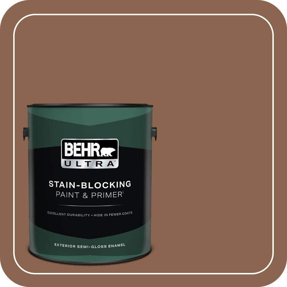 BEHR ULTRA 1 gal. #MQ2-1 Burnished Brandy Semi-Gloss Enamel Exterior Paint & Primer