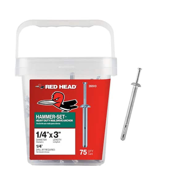 Red Head 1/4 in. x 3 in. Hammer-Set Nail Drive Concrete Anchors (75-Pack) (2)