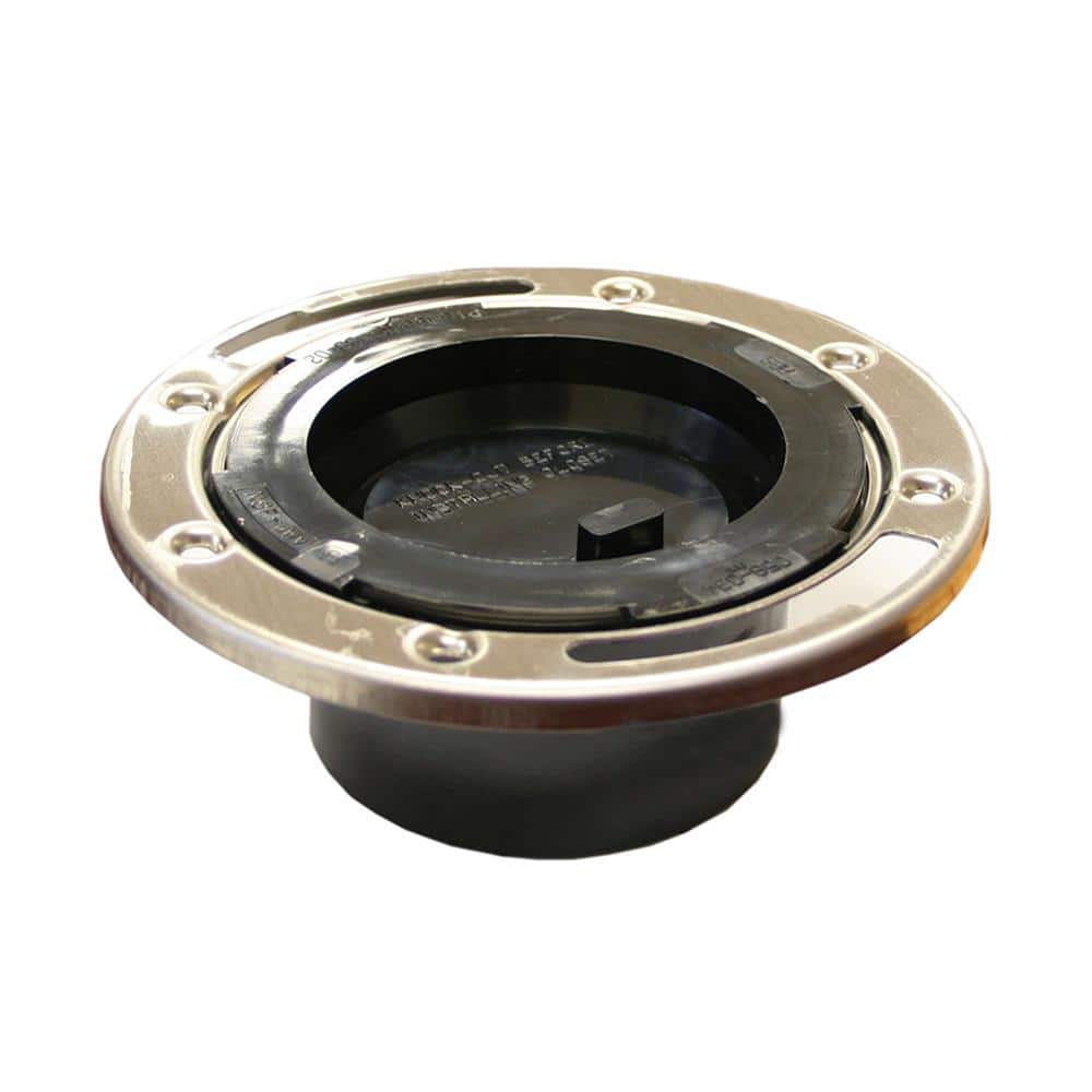 JONES STEPHENS 7 in. O.D. Plumbfit ABS Closet (Toilet) Flange with Stainless Steel Ring and Knockout for 3 in. or 4 in. Sch. 40 Pipe (1)