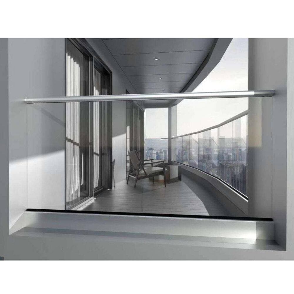 ERIS 40 in. x 84 in. Clear Laminated Glass Railing with Aluminum Base and Top Handrail (2)