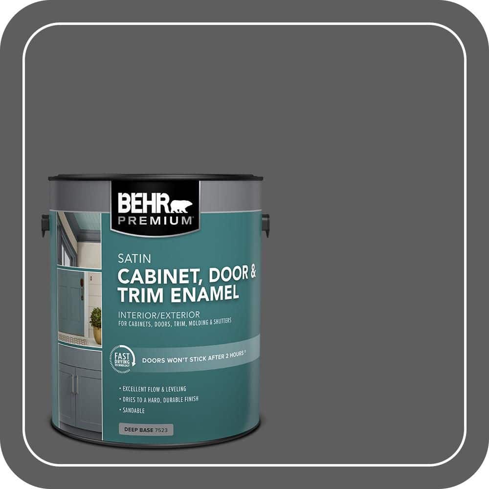BEHR PREMIUM 1 gal. #N520-6 Asphalt Gray Satin Enamel Interior/Exterior Cabinet, Door & Trim Paint