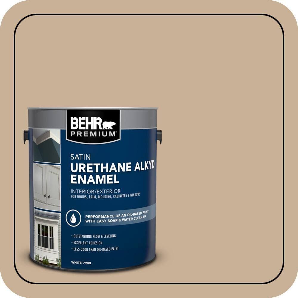 BEHR PREMIUM 1 gal. #MQ2-46 Basswood Urethane Alkyd Satin Enamel Interior/Exterior Paint (1)