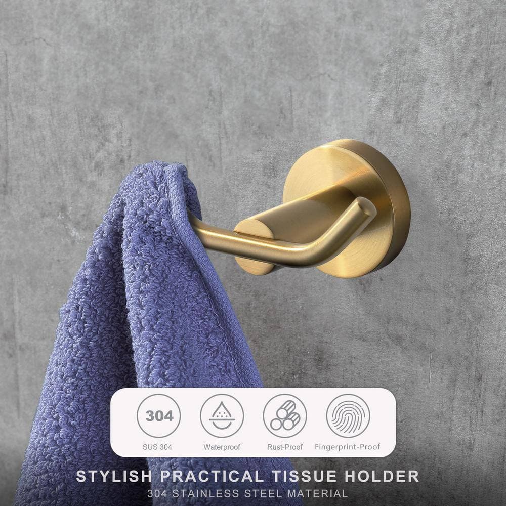 ALEASHA Knob-Hook Double Robe/Towel Hook in Gold (2)