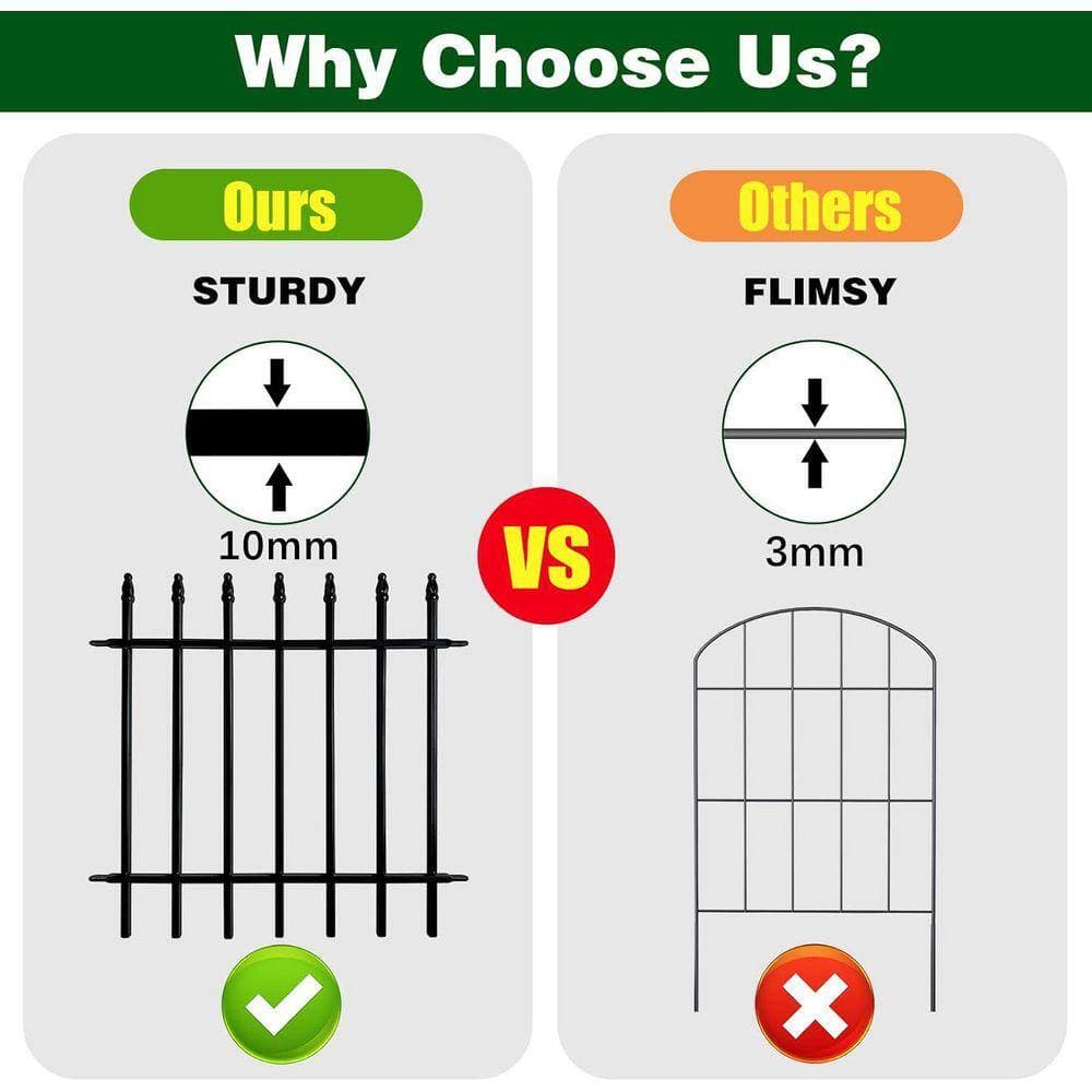 KIWDZFU Decorative Metal Garden Fence 24 x 24 Panels, 10 ft. Total, Folding Landscape Fencing for Yard and Pet Barrier (2)
