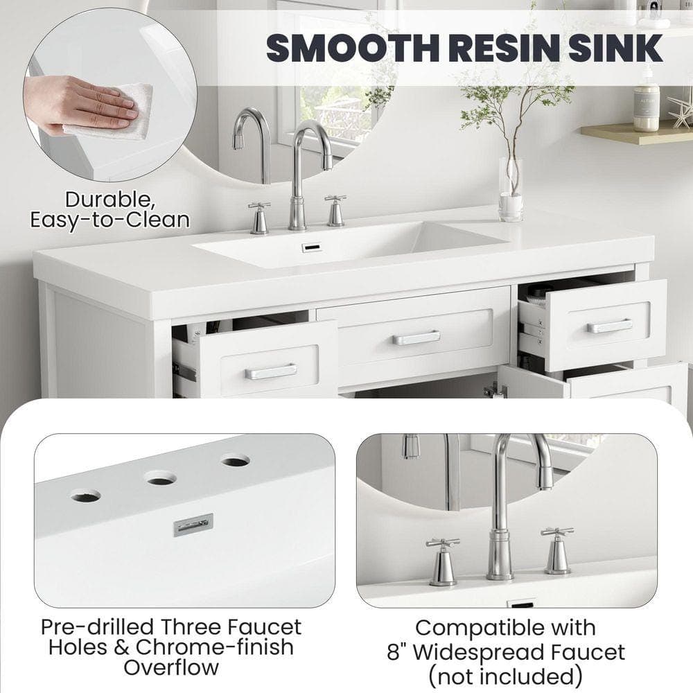 TCYO 48 in. W x 20 in. D Cultured Marble Rectangular Vanity Top in Bright White (3)
