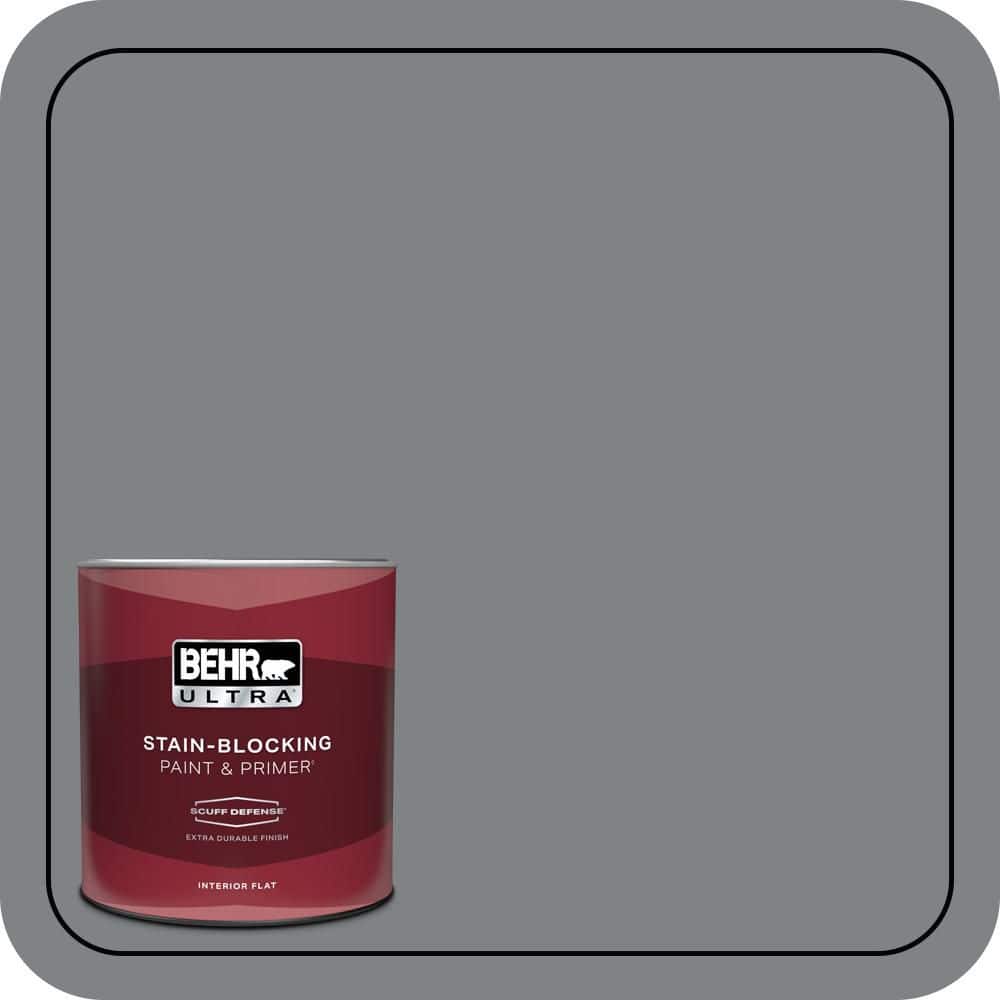 BEHR ULTRA 1 qt. #PPU26-03 Legendary Gray Extra Durable Flat Interior Paint & Primer (1)