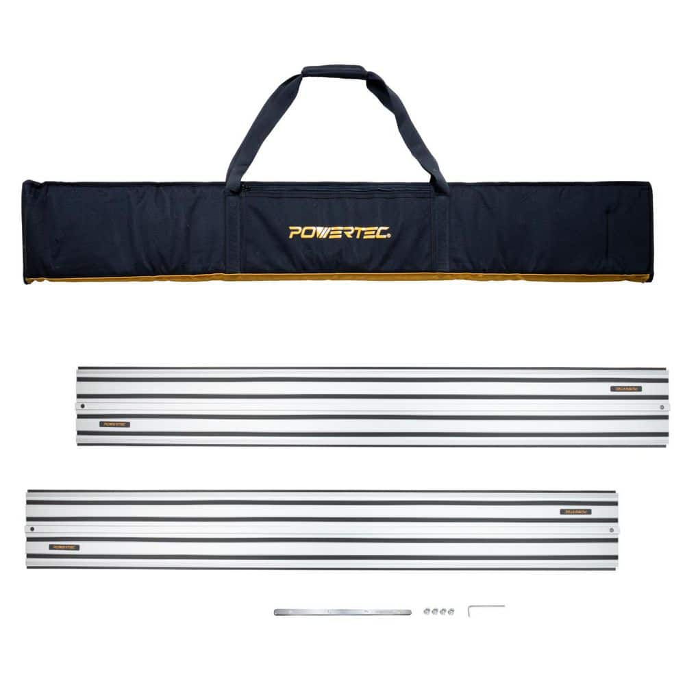 ‎POWERTEC 110 in. Track Saw Guide Rail Connector Set with Protective Bag for DeWalt Track Saw (1)