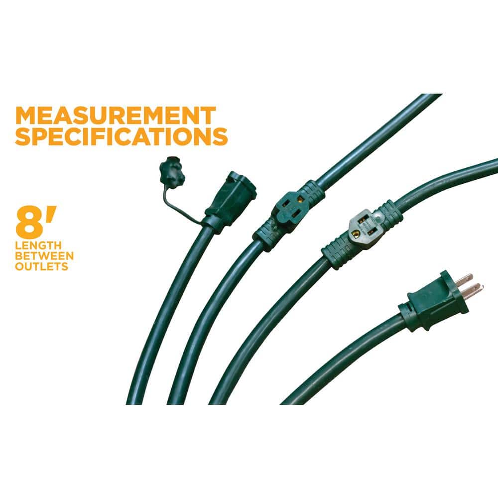 Woods 9 ft. 14/3 STW Tri-Source (Multi-Outlet) Outdoor Medium-Duty Power Block Extension Cord (3)