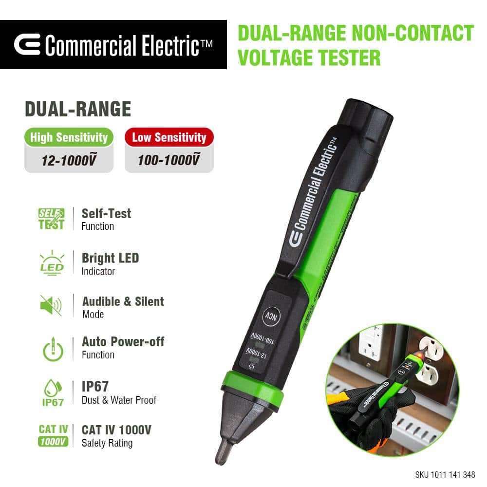 Commercial Electric Digital Dual Range Non Contact Voltage Tester, 12-1000V AC (4)