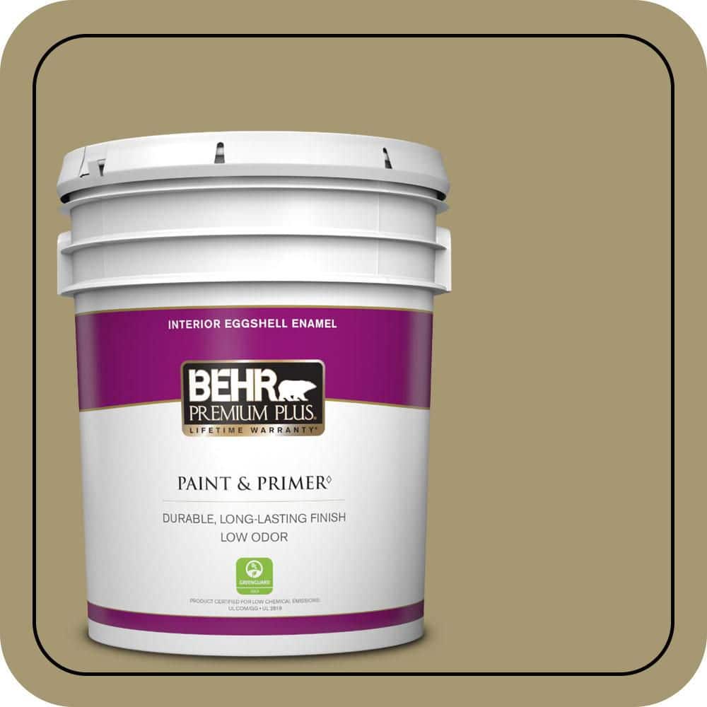 BEHR PREMIUM PLUS 5 gal. #S330-5 Dried Chive Eggshell Enamel Low Odor Interior Paint & Primer