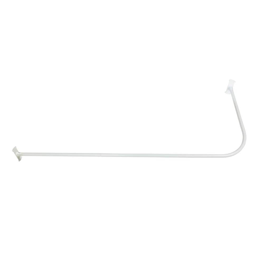 Utopia Alley Rustproof Wall Mounted Aluminum L-Shaped Corner Shower Curtain Rod, 68 in. Size by 28 in., White